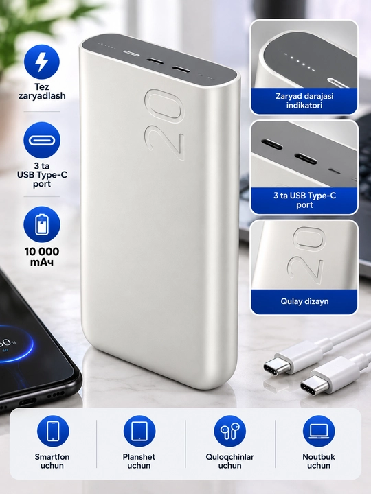 Samsung 10000mAh Simsiz Power Bank, 25W Super Fast Charging