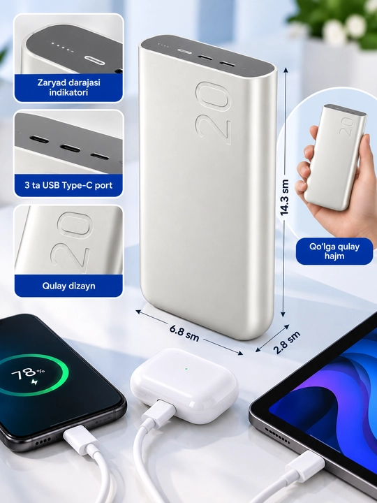 Samsung 10000mAh Simsiz Power Bank, 25W Super Fast Charging