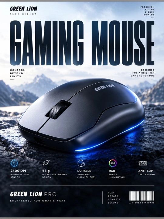 Simsiz gaming sichqoncha, RGB yoritgichli, 2400 DPI, kompyuter va noutbuk uchun