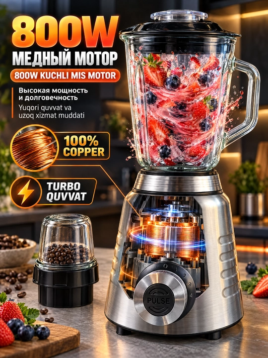 SOKANY SK-03048 blender, 800 Vt, 1.5 l shisha idish, 4 tezlik, 2in1