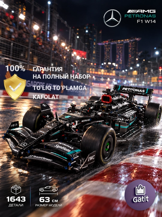 Formula 1 poyga mashinasi konstruktori, katta model 1:8 Technic, LEGO bilan mos keladi