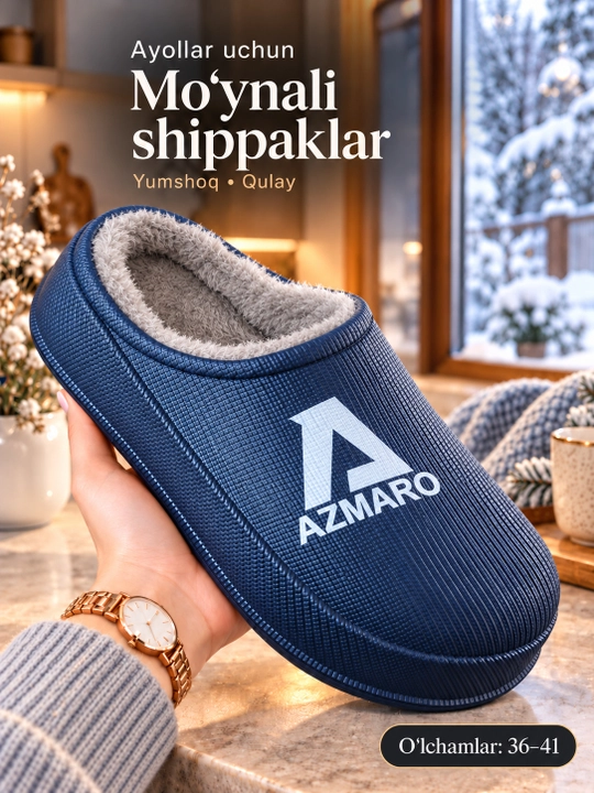 Ayollar uchun qishki mo‘ynali kalishlar, issiq shippak, kundalik oyoq kiyim, qulay galosh - 