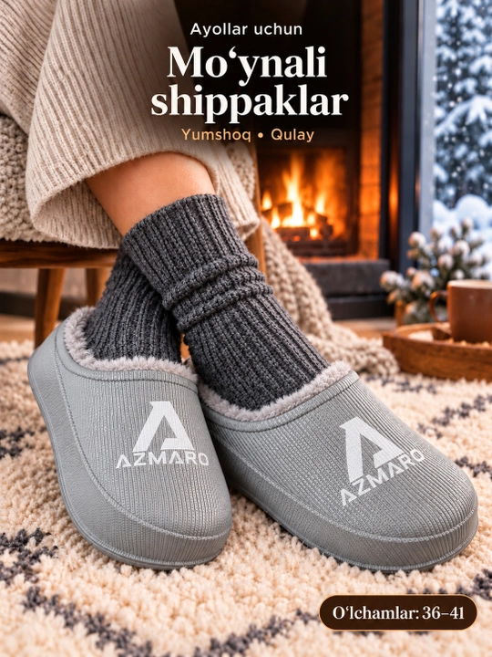 Ayollar uchun qishki mo‘ynali kalishlar, issiq shippak, kundalik oyoq kiyim, qulay galosh