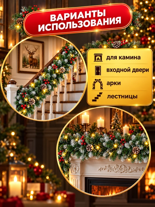 Archa girlyandasi, sun’iy yashil archa shoxi, 270 sm, 200 ta shox, Yangi yil bezagi