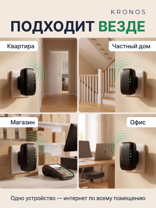 KRONOS Wi-Fi signal kuchaytirgichi 300 Mbit/s uy va xonadon uchun repiter router