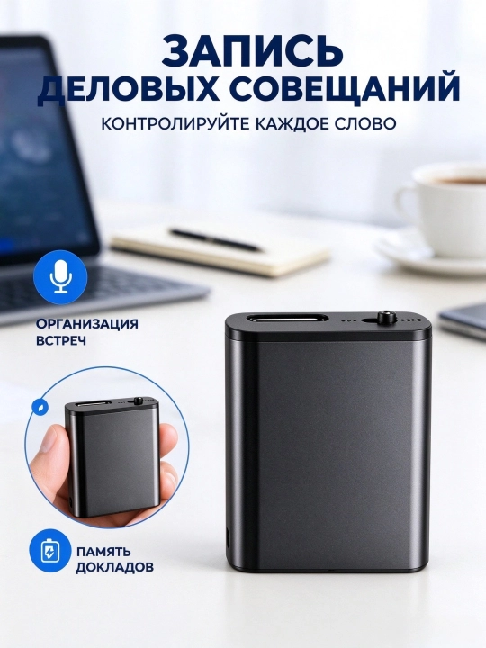 Portativ diktofon magnit bilan, ovoz faollashuvi, OTG orqali telefonga yozuv yuklash