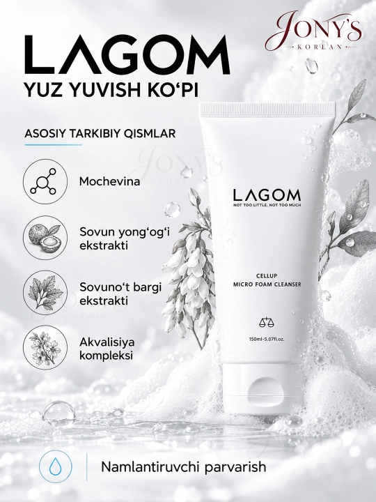 Yuzni yuvish uchun penka, barcha turdagi teri uchun, LAGOM - 