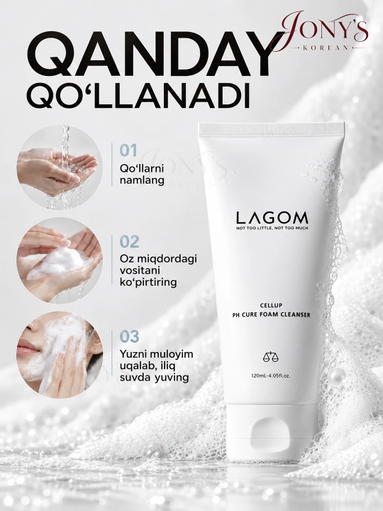 Yuzni yuvish uchun penka, barcha turdagi teri uchun, LAGOM