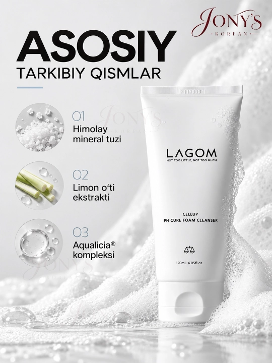Yuzni yuvish uchun penka, barcha turdagi teri uchun, LAGOM