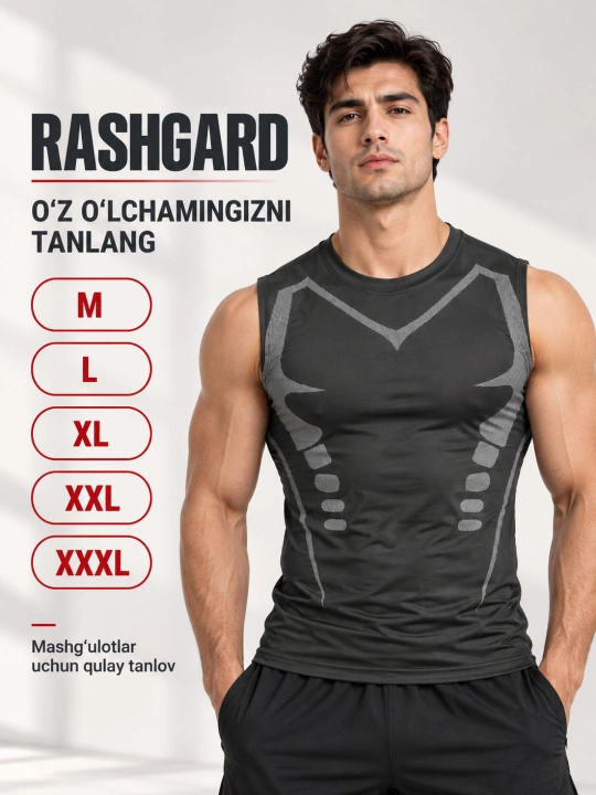 Erkaklar uchun sport maykasi, yengsiz, zal, fitnes va mashg‘ulotlar uchun, tez quriydigan