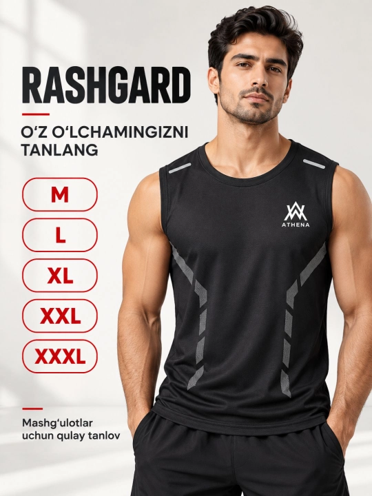 Erkaklar uchun sport maykasi, yengsiz, zal, fitnes va mashg‘ulotlar uchun, tez quriydigan