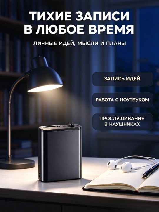 Магнитный диктофон с режимом VOX, OTG, для рабочих и повседневных записей