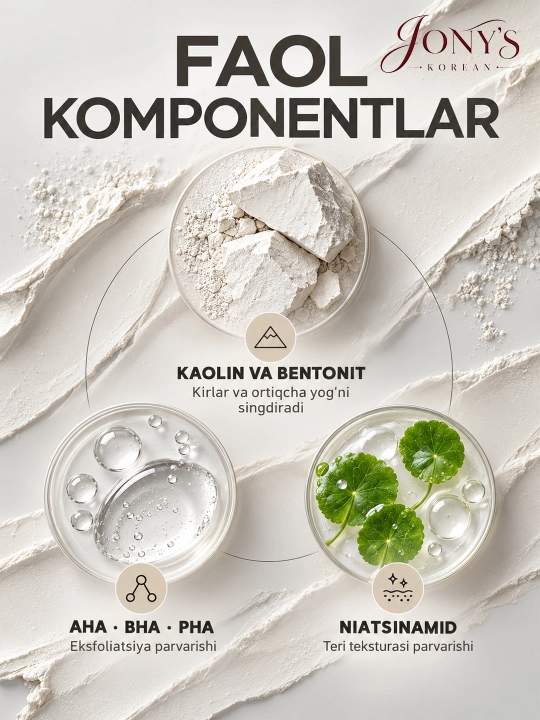 Peeling uchun loy niqobi Lagom White Kaolin Loy Maskasi
