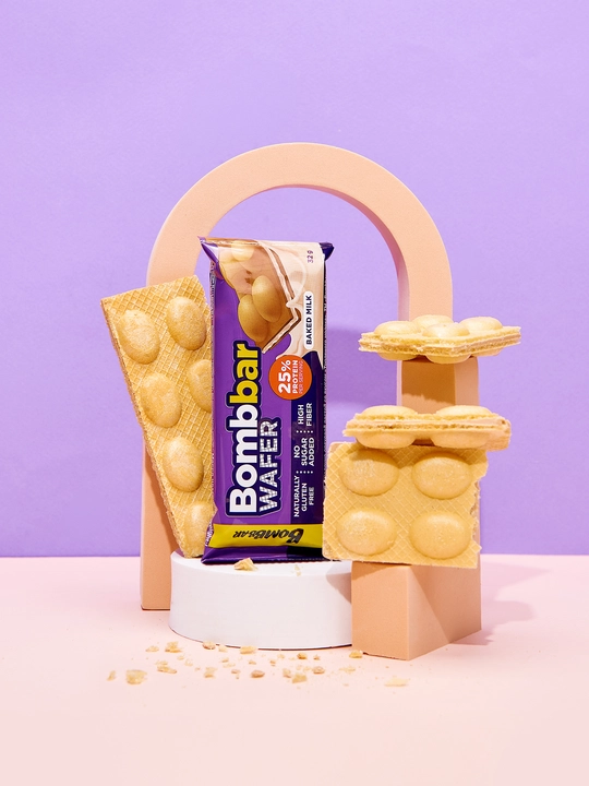 Shakarsiz va glyutensiz proteinli vaflilar Bombbar, 32 g × 12 dona