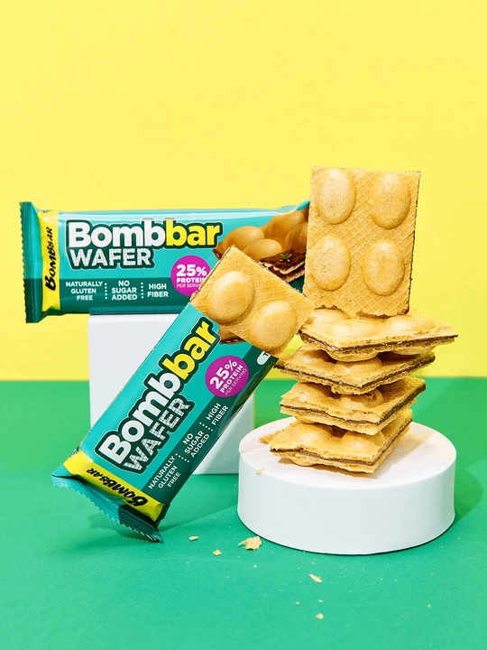 Shakarsiz va glyutensiz proteinli vaflilar Bombbar, 32 g × 12 dona