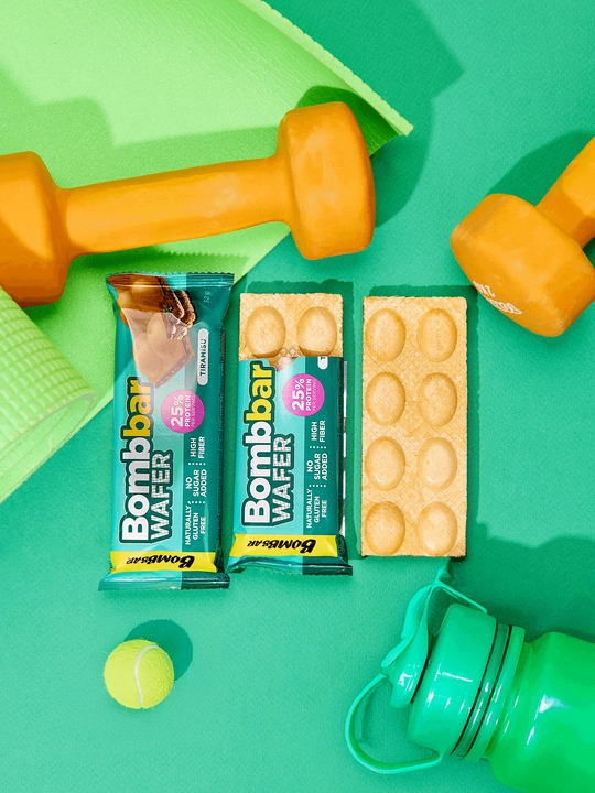 Shakarsiz va glyutensiz proteinli vaflilar Bombbar, 32 g × 12 dona