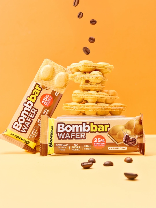 Shakarsiz va glyutensiz proteinli vaflilar Bombbar, 32 g × 12 dona