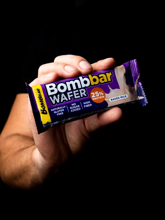 Shakarsiz va glyutensiz proteinli vaflilar Bombbar, 32 g × 12 dona