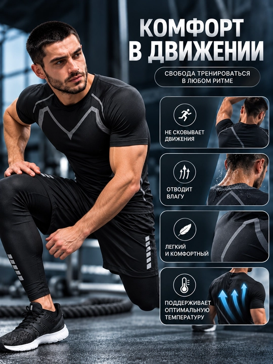 Рашгард мужской MMA UFC комплект 5 в 1, спортивная одежда, форма для зала