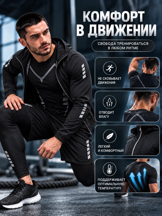 Рашгард мужской MMA UFC комплект 5 в 1, спортивная одежда, форма для зала