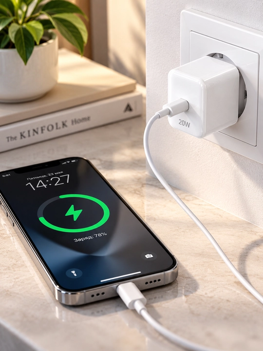 Зарядное устройство WiWU Wi-G014 GaN, USB-C PD 20 Вт, сетевая зарядка, EU, белое