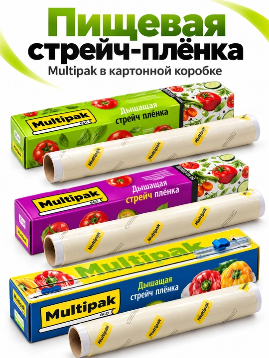 Пищевая стрейч-плёнка Multipak в картонной коробке, 30 см, 20/50/150 м - 