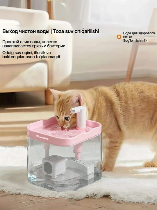 Avtomatik sug‘orish mashinasi mushuk va  — filtrlash va suvning sirkulyatsiyasi bilan