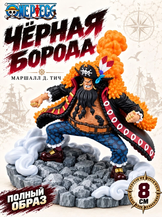 Коллекционная фигурка — Боевая сцена — Чёрная Борода (Маршалл Д. Тич), 8 см