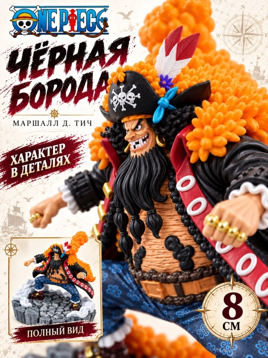 Коллекционная фигурка — Боевая сцена — Чёрная Борода (Маршалл Д. Тич), 8 см