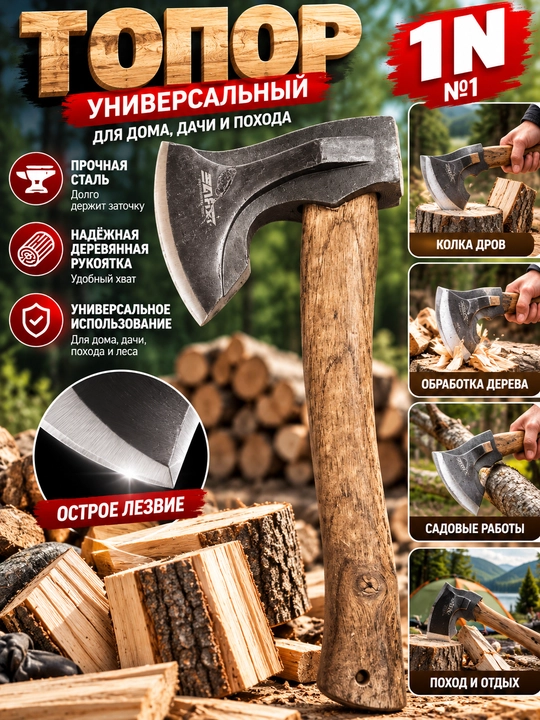 Топор универсальный — для полевых и хозяйственных работ