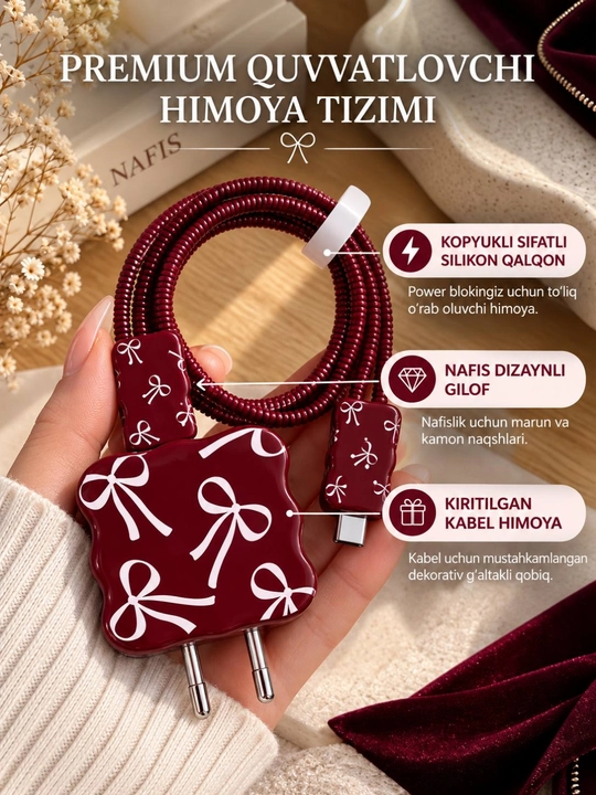 IPhone zaryadlovchi g‘ilofi, adapter g‘ilofi, zaryadlovchi himoyasi - 