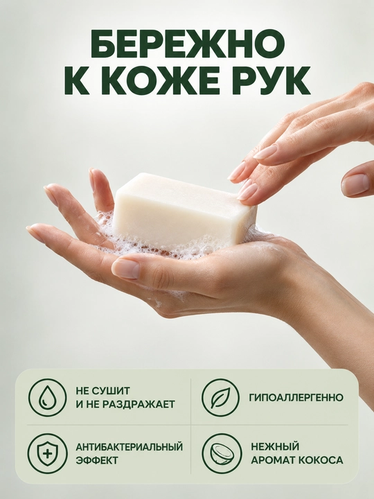 Хозяйственное мыло Antabax Coconut Oil, кусковое, универсальное для стирки и мытья рук