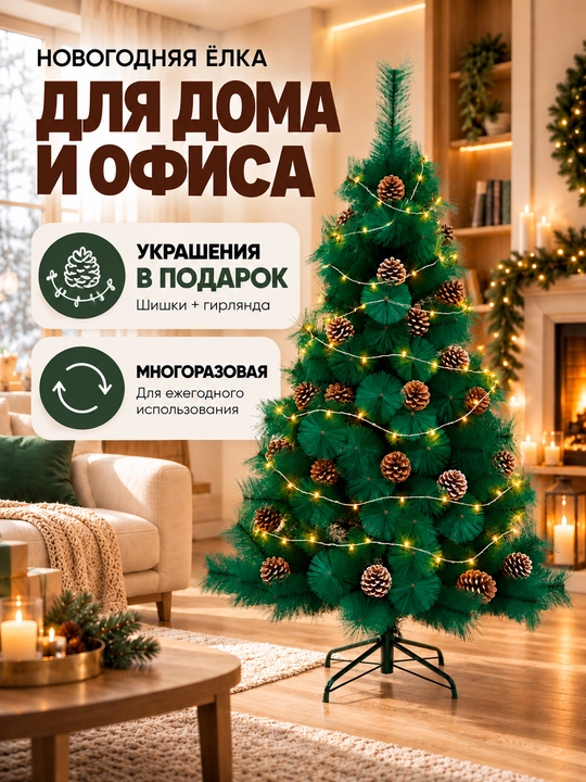 Yangi yil uchun sun'iy archa, bayram uchun bezak, 60 sm dan 300 sm gacha