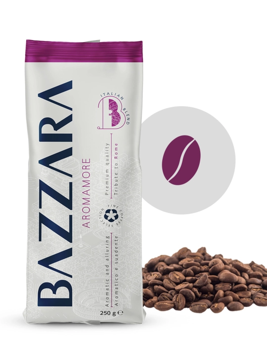 Кофе зерновой "Bazzara Aromamore", 250 гр., 70% арабика-30% робуста, Италия