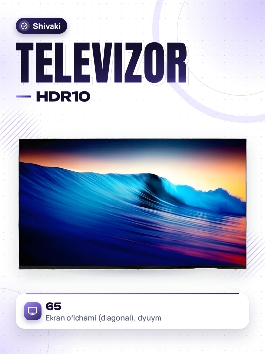 Телевизор Shivaki S65NUCH900 65" 4K UHD Smart TV, Android TV, HDR10, Wi-Fi - 