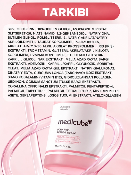 Yuz uchun zardob Medicube PDRN Pink Peptide Serum, peptidlar bilan, 30 ml