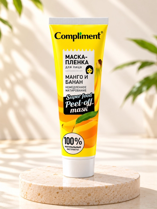 Compliment Маска-плёнка для лица с манго и бананом, мгновенное матирование, 100 мл - 