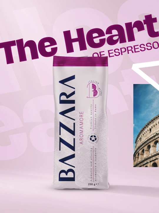 Кофе молотый "Bazzara Aromamore", 250 гр, 70% арабика-30% робуста, Италия