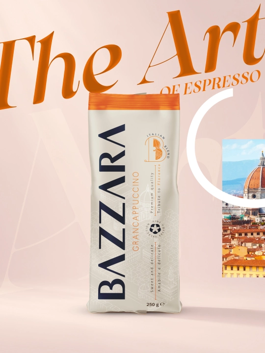 Maydalangan qahva "Bazzara Grancappuccino", 250 gr, 80% arabika-20%robusta, Italiya