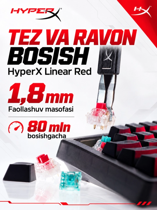 Проводная игровая механическая клавиатура HyperX Origins 2 65, RGB, Hot-Swap