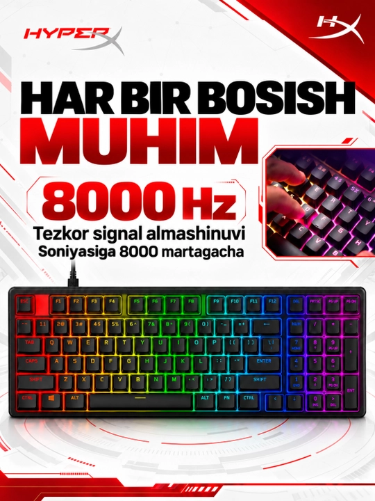 Проводная игровая механическая клавиатура HyperX Origins 2 1800, RGB, Hot-Swap