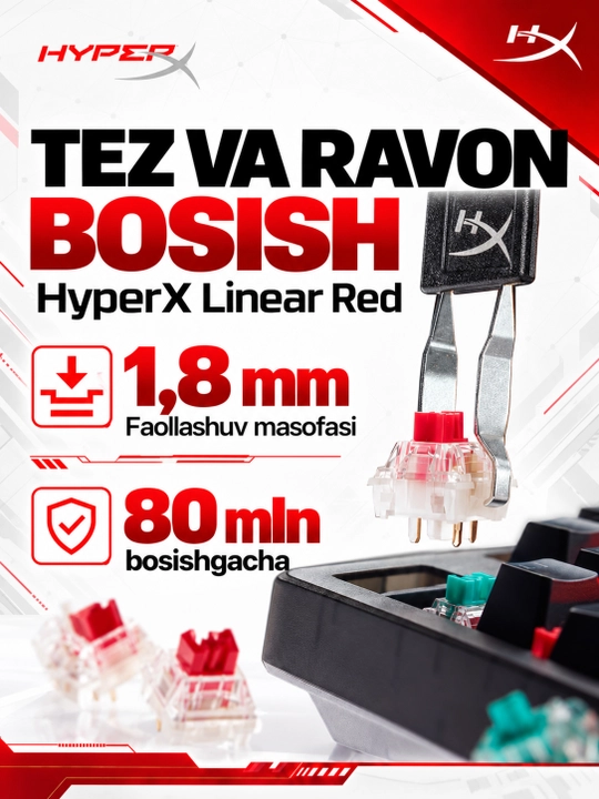 Проводная игровая механическая клавиатура HyperX Origins 2 1800, RGB, Hot-Swap