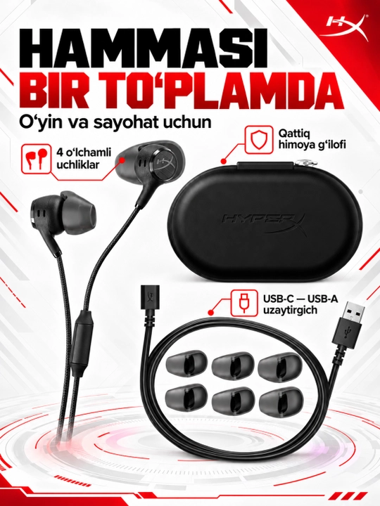 Mikrofonli o‘yin quloqchinlari HyperX Cloud Earbuds III S, kompyuter va konsollar uchun