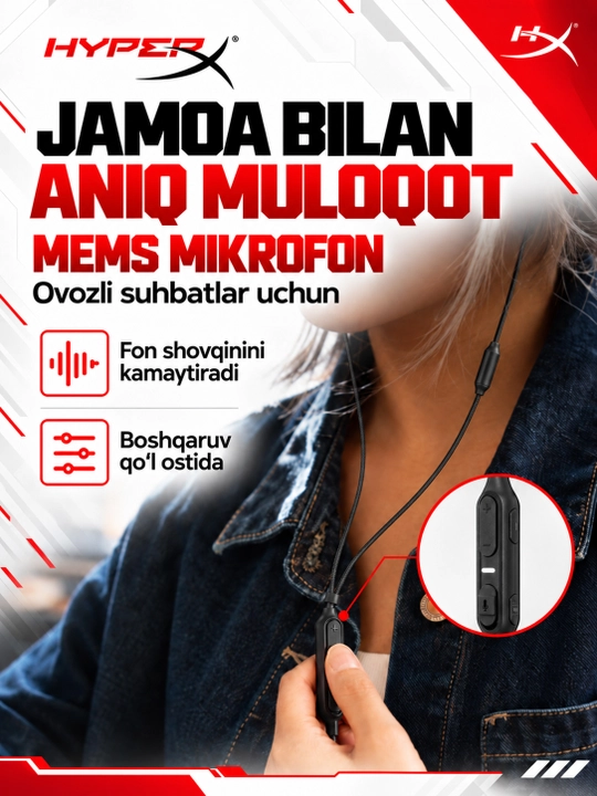 Mikrofonli o‘yin quloqchinlari HyperX Cloud Earbuds III S, kompyuter va konsollar uchun
