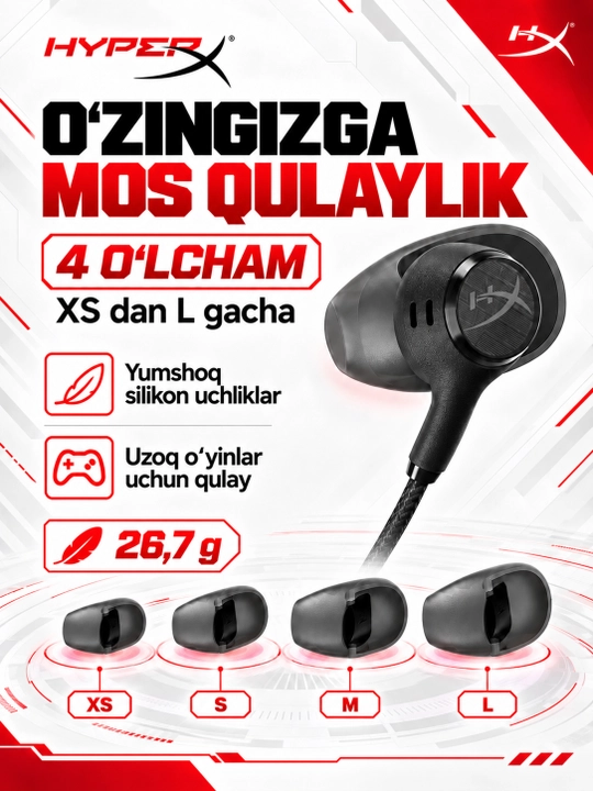 Mikrofonli o‘yin quloqchinlari HyperX Cloud Earbuds III S, kompyuter va konsollar uchun