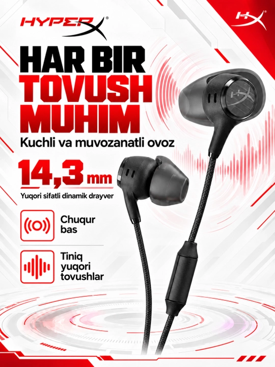Mikrofonli o‘yin quloqchinlari HyperX Cloud Earbuds III S, kompyuter va konsollar uchun