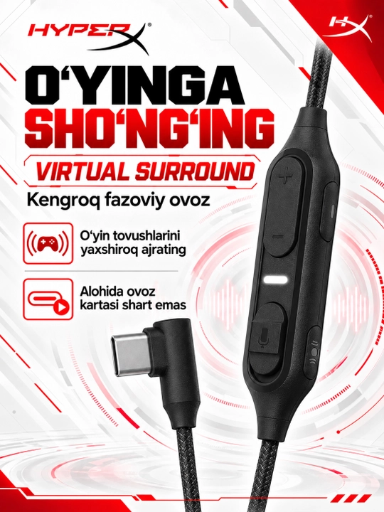 Mikrofonli o‘yin quloqchinlari HyperX Cloud Earbuds III S, kompyuter va konsollar uchun