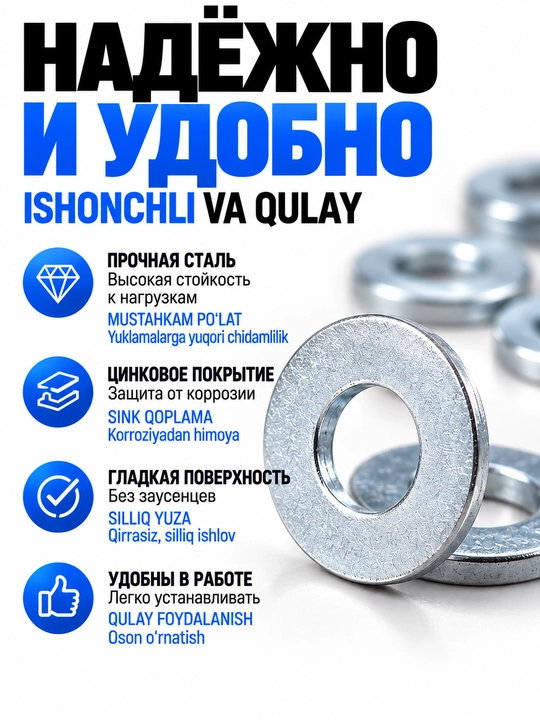 Shayba metall yassi, M4–M16