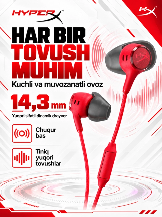 Mikrofonli o‘yin quloqchinlari HyperX Cloud Earbuds III S, kompyuter va konsollar uchun