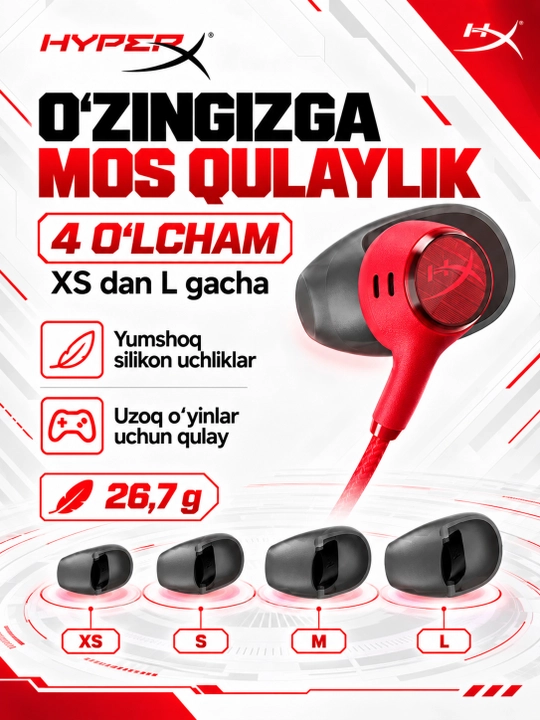 Mikrofonli o‘yin quloqchinlari HyperX Cloud Earbuds III S, kompyuter va konsollar uchun